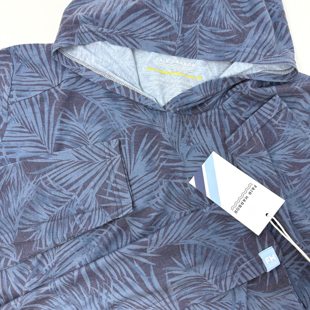 Fair Harbor Mens Small Lightweight Hoodie Grey Floral‎ UPF 50 Sun Protection NEW
